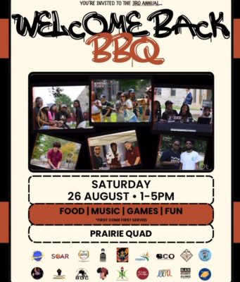 It’s that time of the year again! 18 organizations collab to welcome new and returning students with our Welcome Back Barbecue! There will be food, activities, music, and more. Hope to see you there.